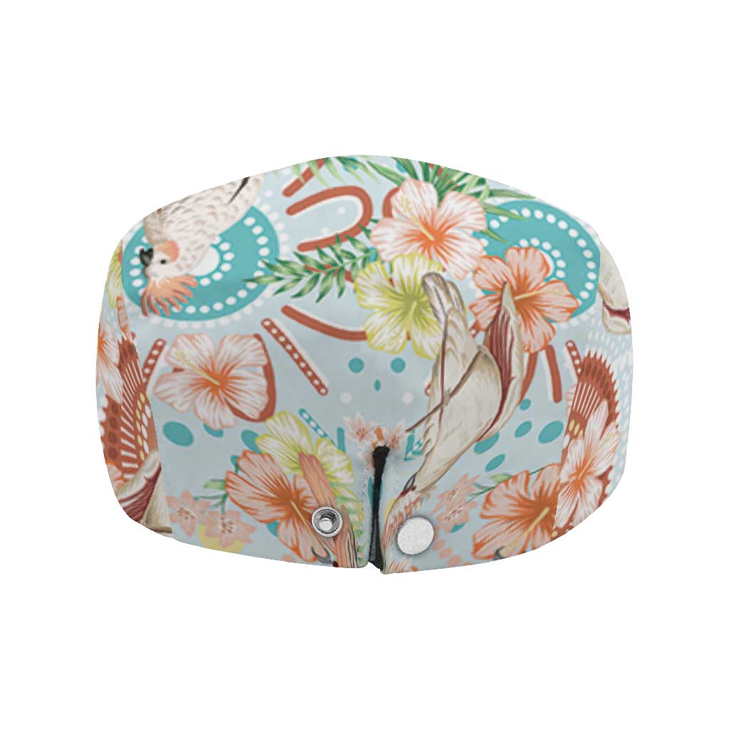 Australia Pink Cockatoo Aboriginal Art Jeff Hat Tropical Hibiscus Floral Style