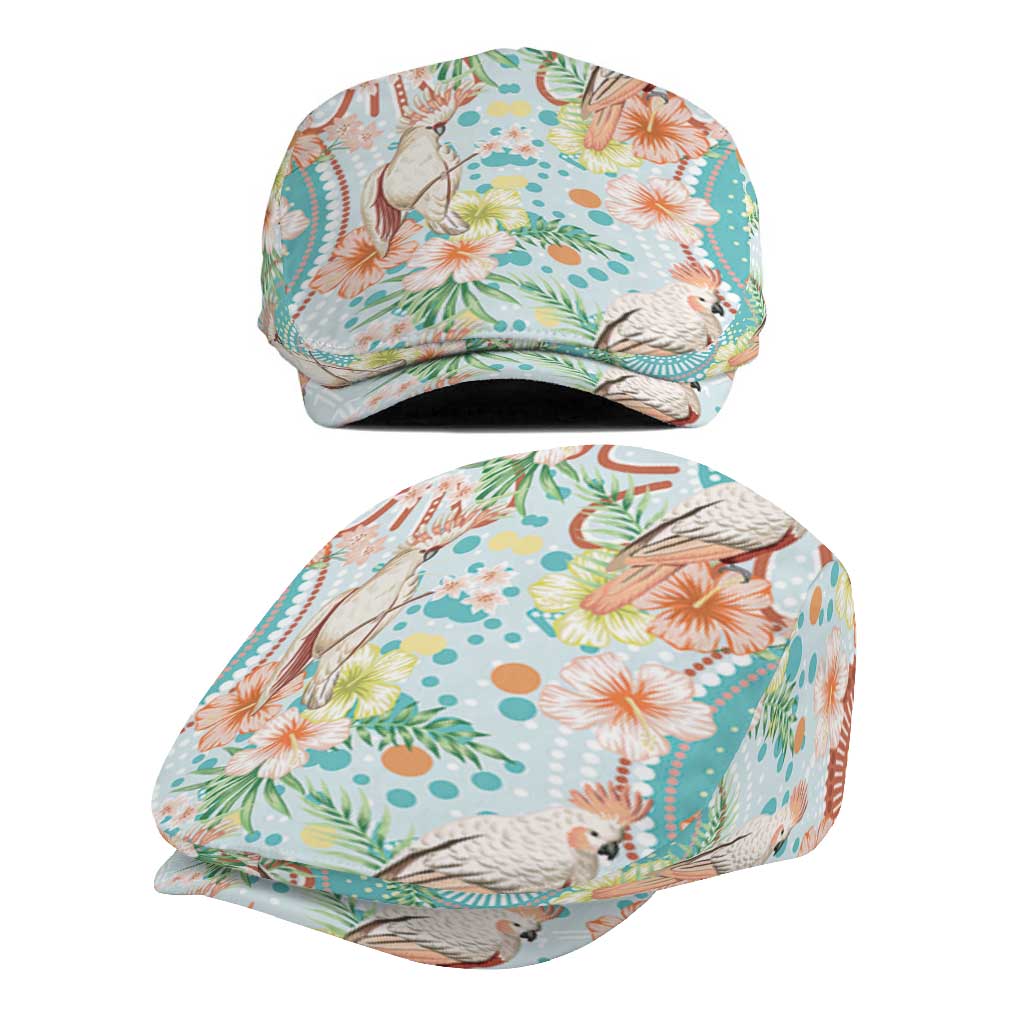 Australia Pink Cockatoo Aboriginal Art Jeff Hat Tropical Hibiscus Floral Style