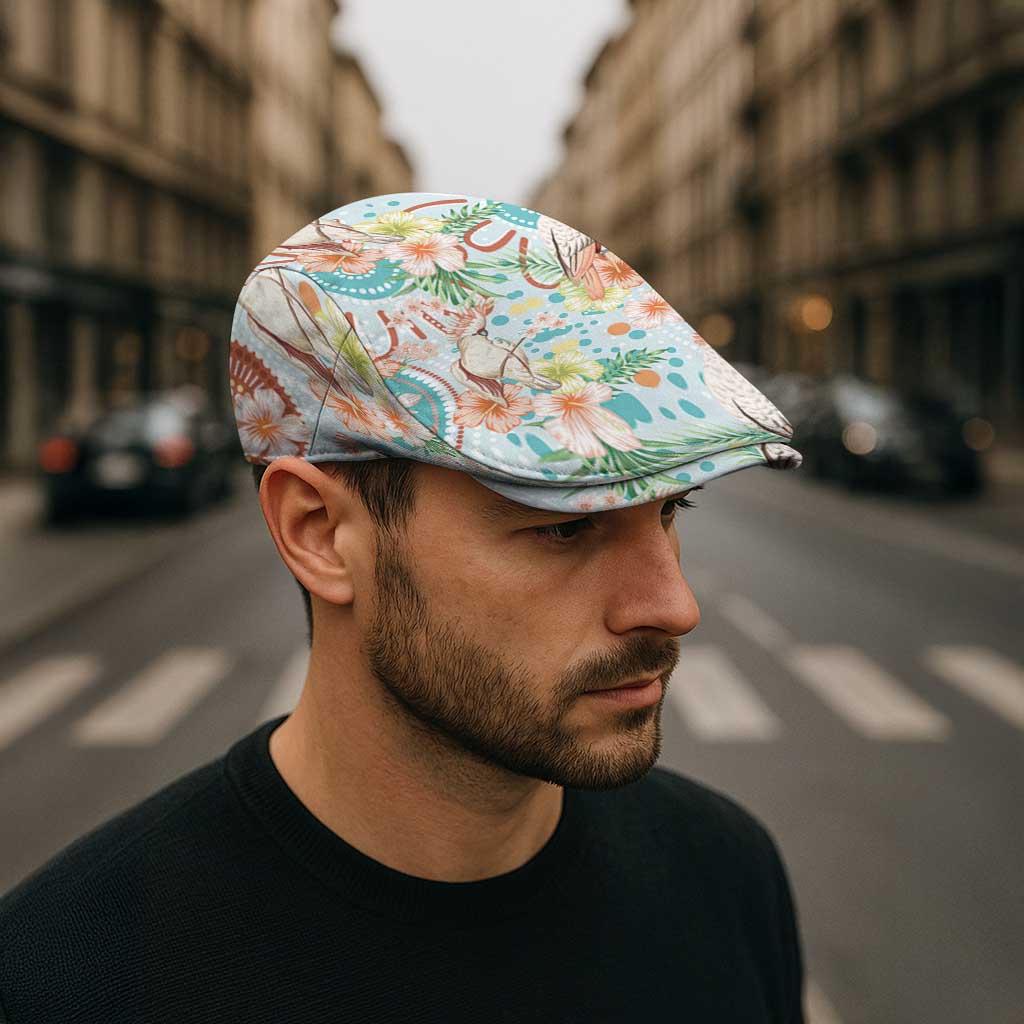 Australia Pink Cockatoo Aboriginal Art Jeff Hat Tropical Hibiscus Floral Style