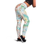 Australia Pink Cockatoo Aboriginal Art Leggings Tropical Hibiscus Floral Style