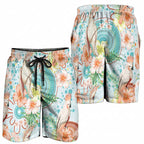 Australia Pink Cockatoo Aboriginal Art Shorts for Men Tropical Hibiscus Floral Style