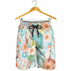Australia Pink Cockatoo Aboriginal Art Shorts for Men Tropical Hibiscus Floral Style