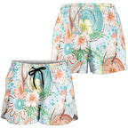 Australia Pink Cockatoo Aboriginal Art Shorts for Women Tropical Hibiscus Floral Style