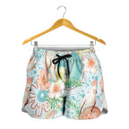 Australia Pink Cockatoo Aboriginal Art Shorts for Women Tropical Hibiscus Floral Style