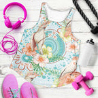 Australia Pink Cockatoo Aboriginal Art Women Racerback Tank Tropical Hibiscus Floral Style