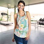 Australia Pink Cockatoo Aboriginal Art Women Racerback Tank Tropical Hibiscus Floral Style