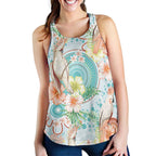 Australia Pink Cockatoo Aboriginal Art Women Racerback Tank Tropical Hibiscus Floral Style