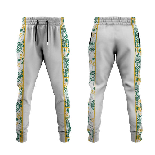 Australia Rugby Kangaroo Jogger Pants White Aboriginal Dot Geometry