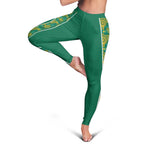 Australia Rugby Kangaroo Leggings Green Gold Aboriginal Dot Geometry