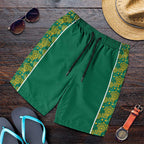 Australia Rugby Kangaroo Shorts for Men Green Gold Aboriginal Dot Geometry