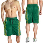 Australia Rugby Kangaroo Shorts for Men Green Gold Aboriginal Dot Geometry