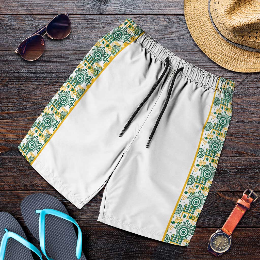 Australia Rugby Kangaroo Shorts for Men White Aboriginal Dot Geometry