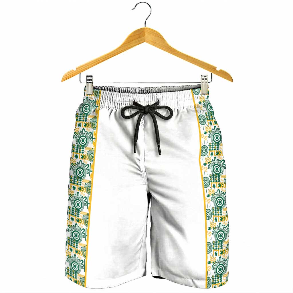 Australia Rugby Kangaroo Shorts for Men White Aboriginal Dot Geometry