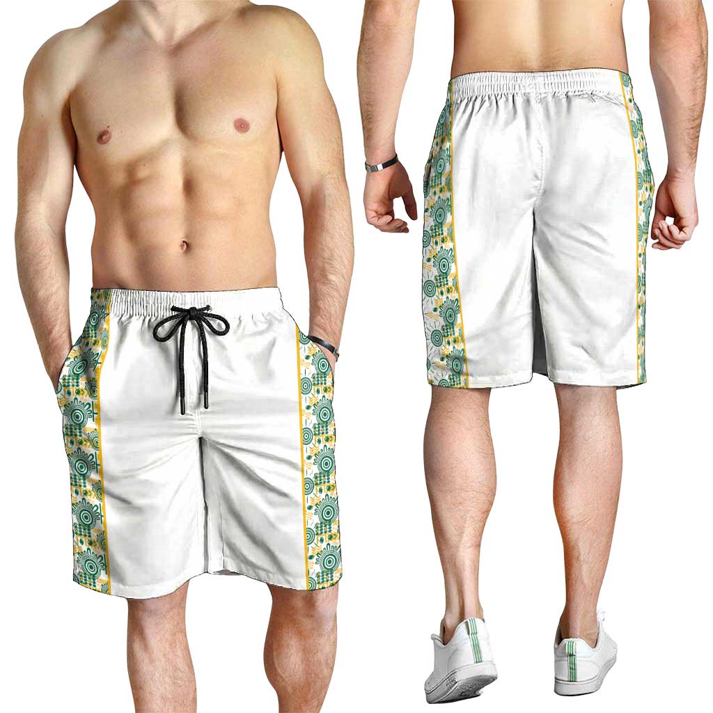 Australia Rugby Kangaroo Shorts for Men White Aboriginal Dot Geometry