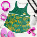 Australia Rugby Kangaroo Women Racerback Tank Green Gold Aboriginal Dot Geometry