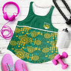 Australia Rugby Kangaroo Women Racerback Tank Green Gold Aboriginal Dot Geometry