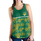 Australia Rugby Kangaroo Women Racerback Tank Green Gold Aboriginal Dot Geometry