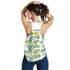 Australia Rugby Kangaroo Women Racerback Tank White Aboriginal Dot Geometry