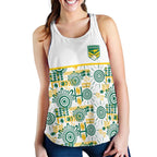 Australia Rugby Kangaroo Women Racerback Tank White Aboriginal Dot Geometry