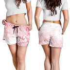 Australia Shorts for Women Breast Cancer Pink Ribbon - Marble Roses - Aussie Hoodie