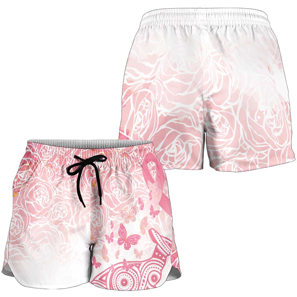Australia Shorts for Women Breast Cancer Pink Ribbon - Marble Roses - Aussie Hoodie