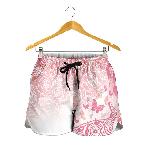 Australia Shorts for Women Breast Cancer Pink Ribbon - Marble Roses - Aussie Hoodie
