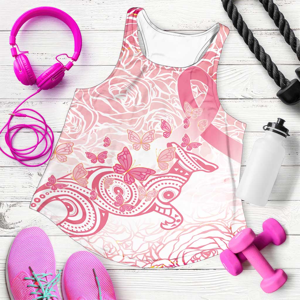 Australia Women Racerback Tank Breast Cancer Pink Ribbon - Marble Roses - Aussie Hoodie