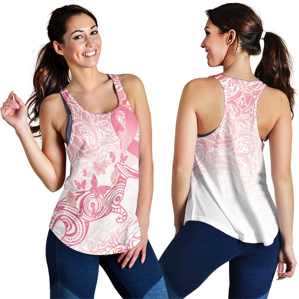 Australia Women Racerback Tank Breast Cancer Pink Ribbon - Marble Roses - Aussie Hoodie