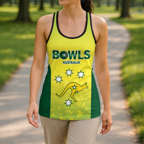 Australian Kangaroo Lawn Bowls Custom Hollow Tank Top Aussie Minimalist Style - Aussie Hoodie