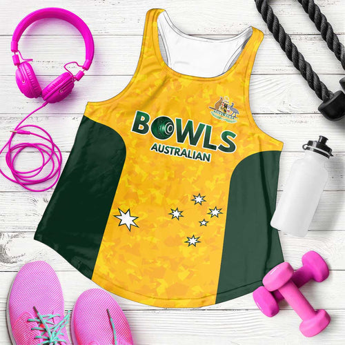 Australian Lawn Bowls Custom Women Racerback Tank Aussie Minimalist Style - Aussie Hoodie