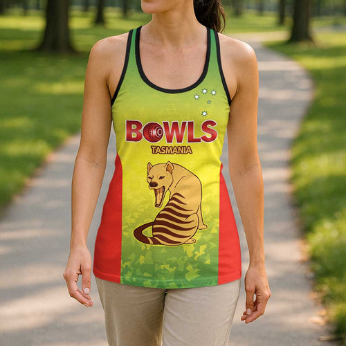 Australian Tasmania Lawn Bowls Custom Hollow Tank Top Aussie Minimalist Style - Aussie Hoodie
