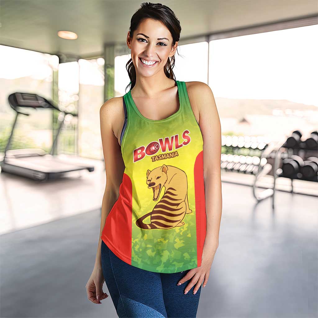 Australian Tasmania Lawn Bowls Custom Women Racerback Tank Aussie Minimalist Style - Aussie Hoodie
