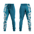 Azure Blue Maori Jogger Pants Koru Kowhaiwhai