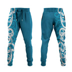 Azure Blue Maori Jogger Pants Koru Kowhaiwhai