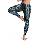 Azure Tukutuku Pattern Aotearoa Leggings Niho Taniwha and Puhoro Motifs
