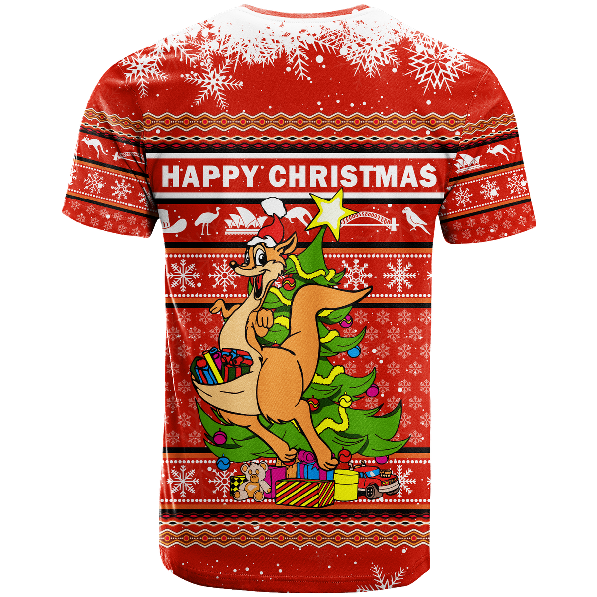 Australia Christmas Kangaroo Aboriginal Pattern T Shirt - LT2