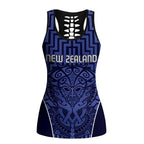 Basketball New Zealand Hollow Tank Top Blue Maori Ta Moko Indigenous - Aussie Hoodie