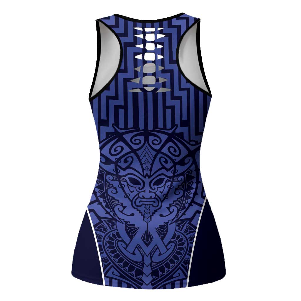 Basketball New Zealand Hollow Tank Top Blue Maori Ta Moko Indigenous - Aussie Hoodie