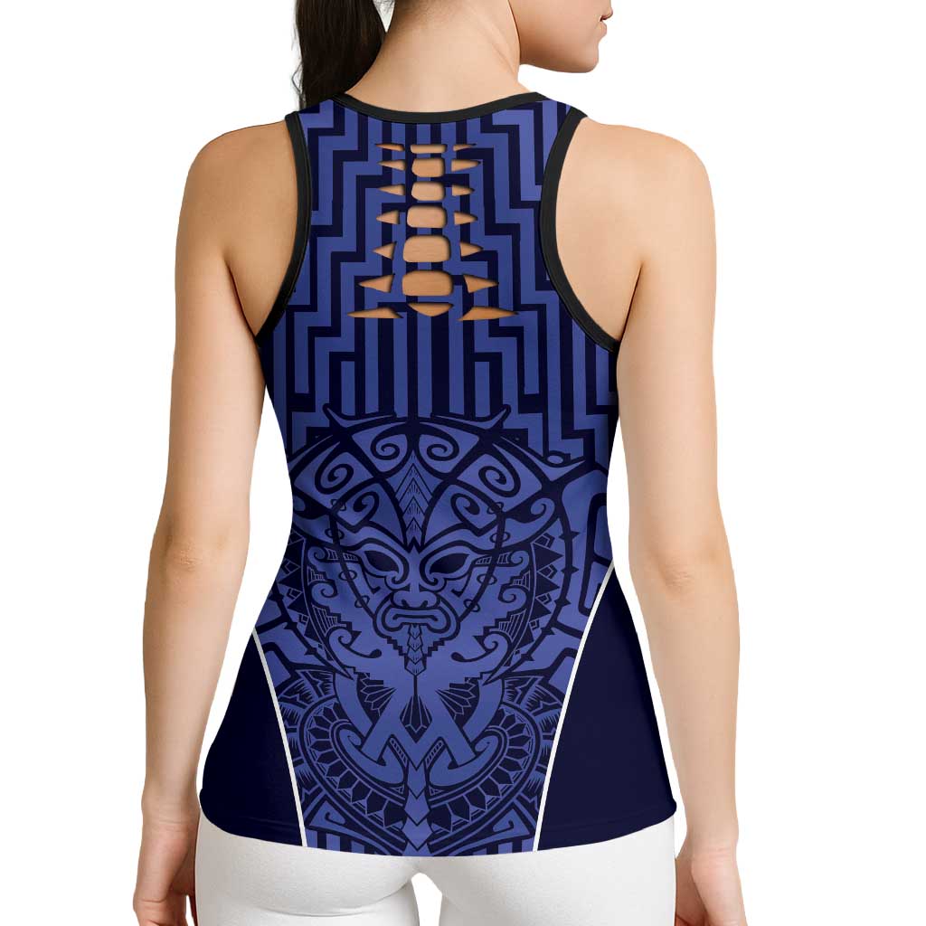 Basketball New Zealand Hollow Tank Top Blue Maori Ta Moko Indigenous - Aussie Hoodie