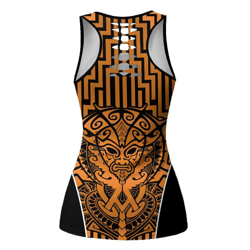 Basketball New Zealand Hollow Tank Top Gold Maori Ta Moko Indigenous - Aussie Hoodie