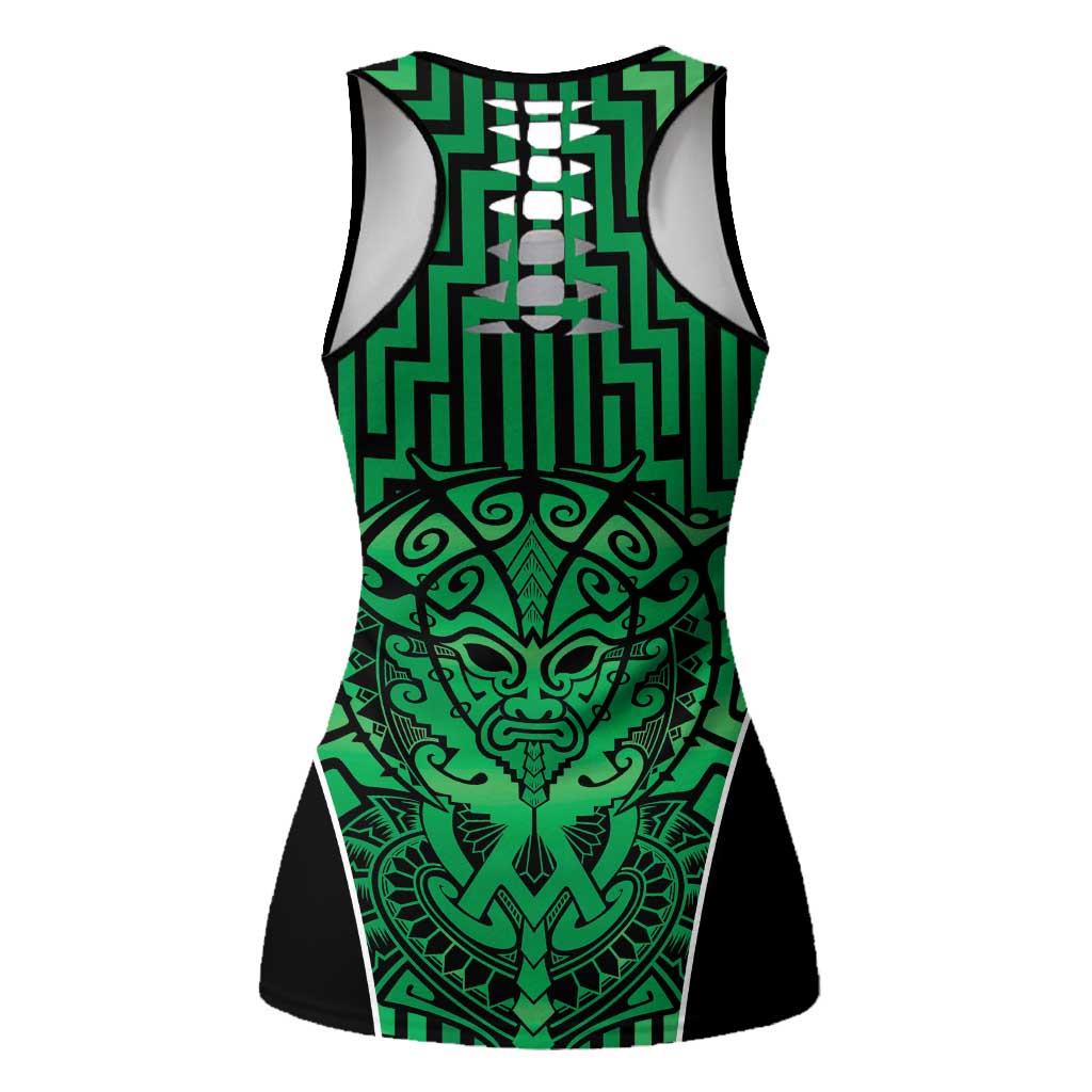 Basketball New Zealand Hollow Tank Top Green Maori Ta Moko Indigenous - Aussie Hoodie