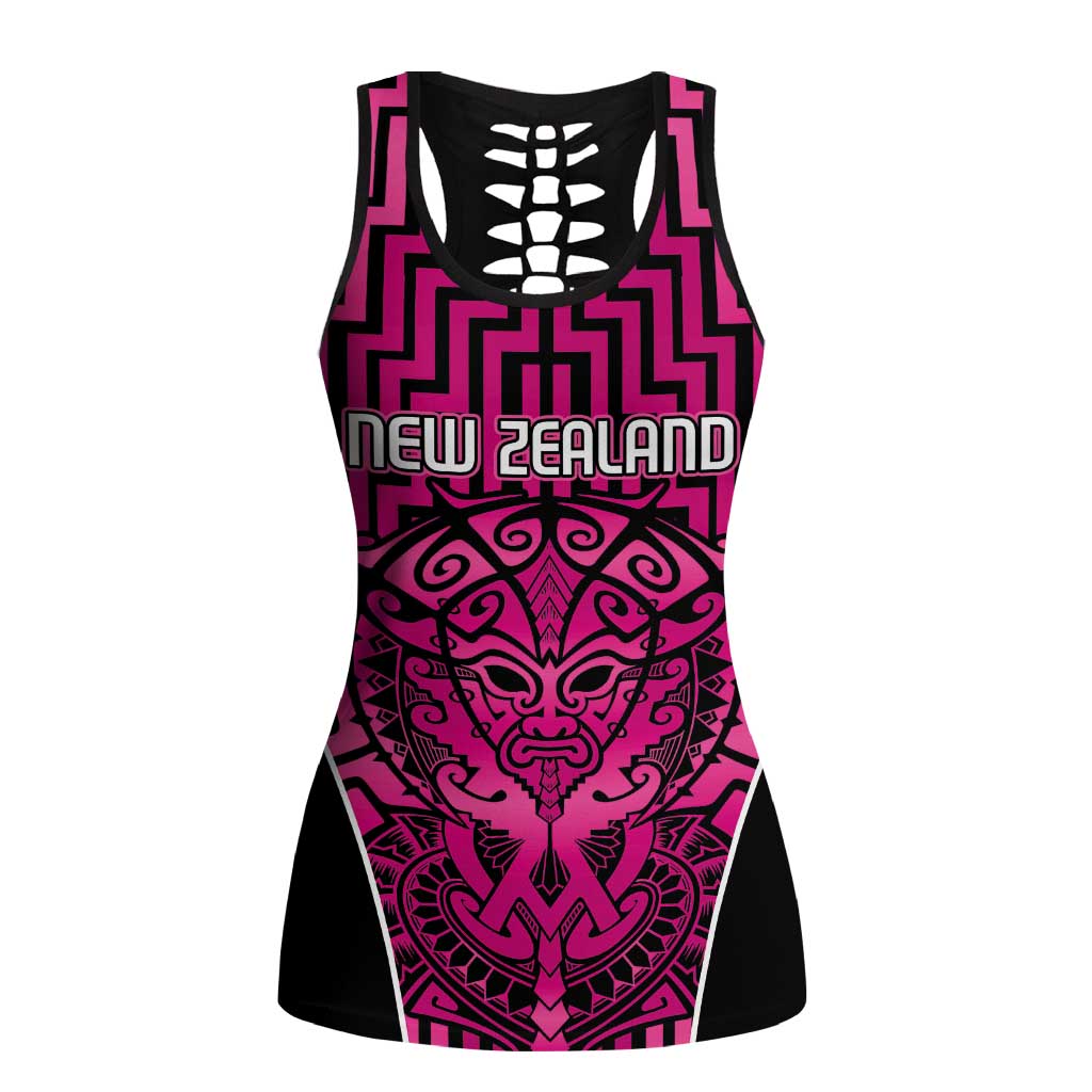 Basketball New Zealand Hollow Tank Top Pink Maori Ta Moko Indigenous - Aussie Hoodie