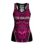 Basketball New Zealand Hollow Tank Top Pink Maori Ta Moko Indigenous - Aussie Hoodie
