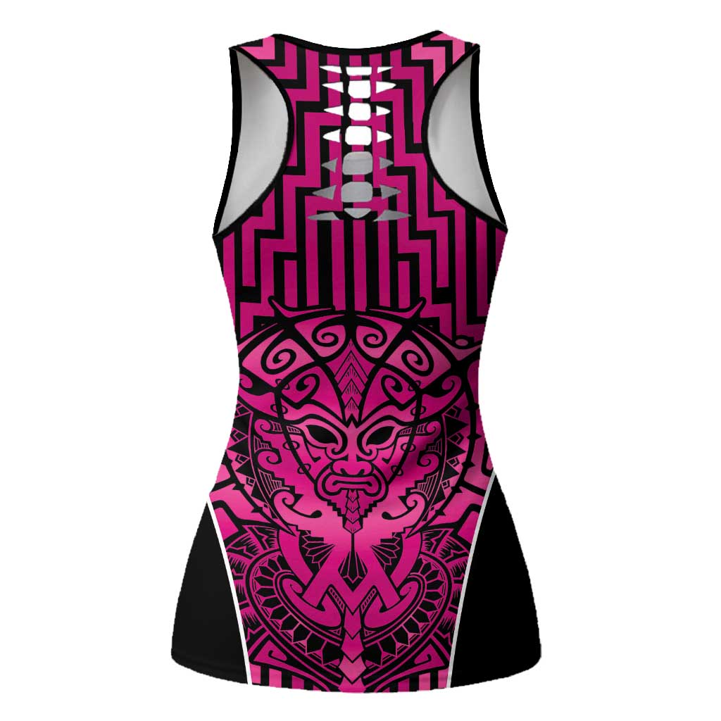 Basketball New Zealand Hollow Tank Top Pink Maori Ta Moko Indigenous - Aussie Hoodie