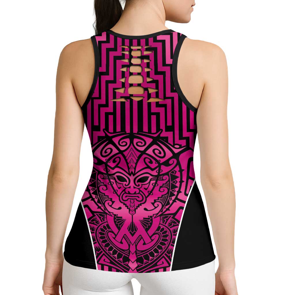 Basketball New Zealand Hollow Tank Top Pink Maori Ta Moko Indigenous - Aussie Hoodie