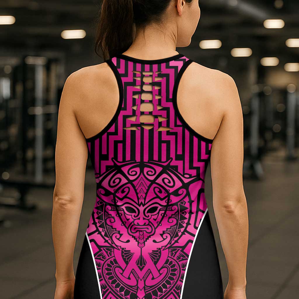 Basketball New Zealand Hollow Tank Top Pink Maori Ta Moko Indigenous - Aussie Hoodie