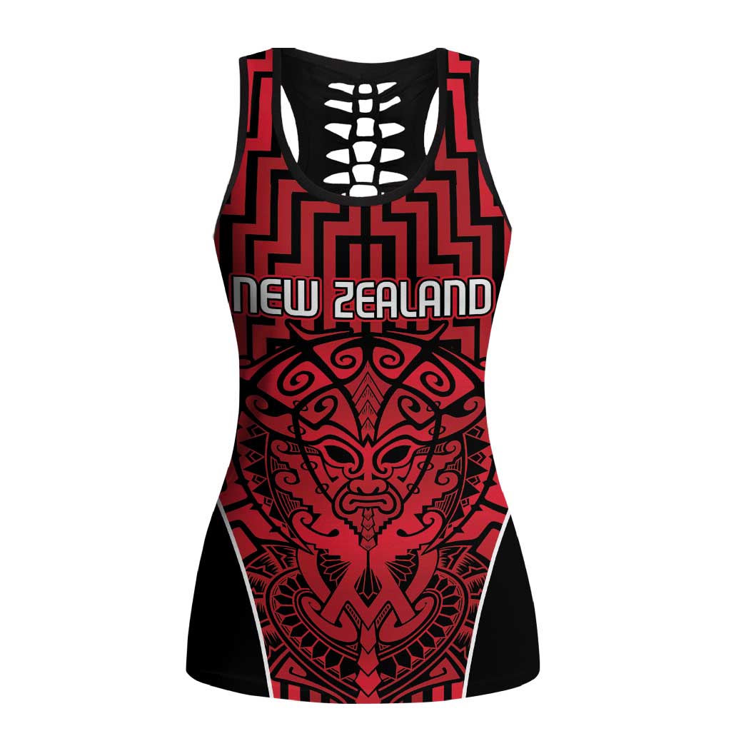 Basketball New Zealand Hollow Tank Top Red Maori Ta Moko Indigenous - Aussie Hoodie