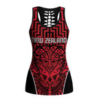 Basketball New Zealand Hollow Tank Top Red Maori Ta Moko Indigenous - Aussie Hoodie