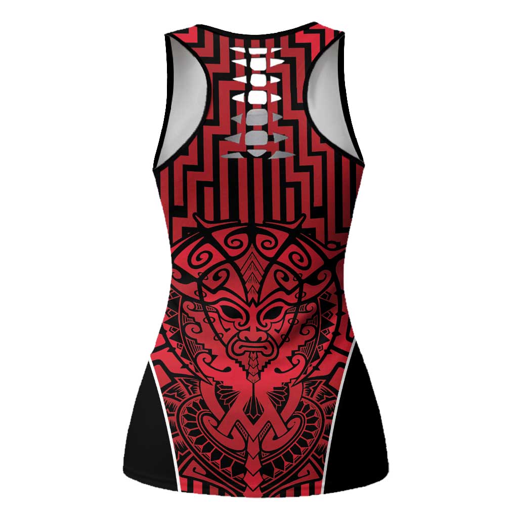 Basketball New Zealand Hollow Tank Top Red Maori Ta Moko Indigenous - Aussie Hoodie