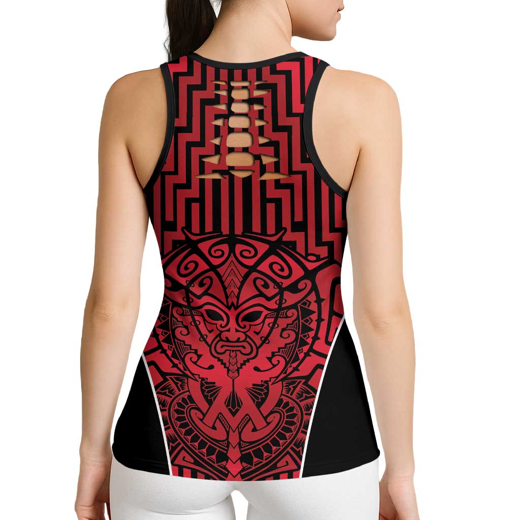 Basketball New Zealand Hollow Tank Top Red Maori Ta Moko Indigenous - Aussie Hoodie